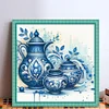 Blue And White Porcelain Teapot-11CT Stamped Cross Stitch 40*40cm/15.75*15.75in