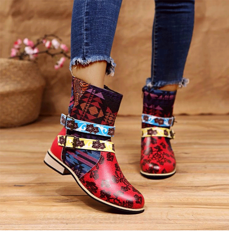 Bohemian naked boots low-tube thick-soled leather snow boots Martin boots