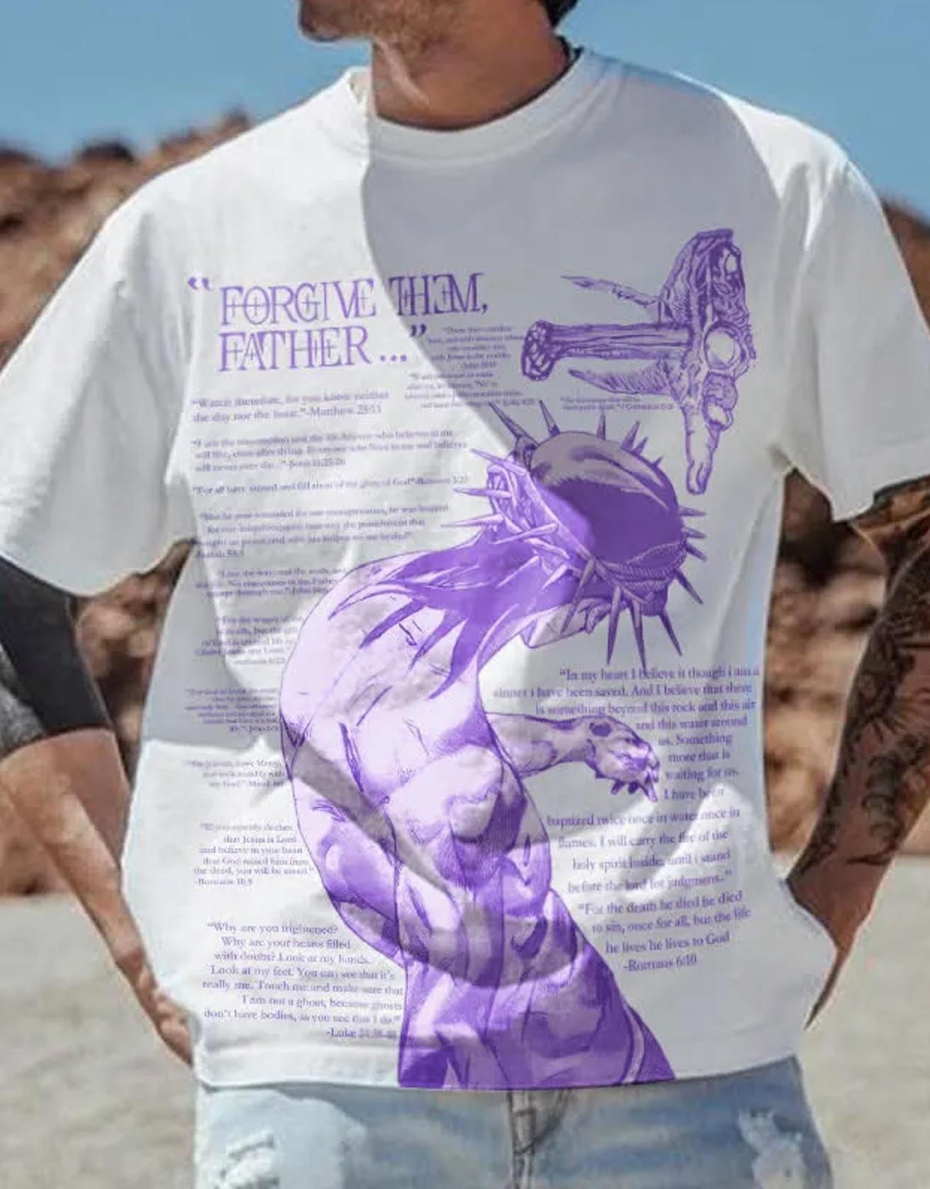 Forgive Them,Father Bible Verses Print T-shirt / TECHWEAR CLUB / Techwear