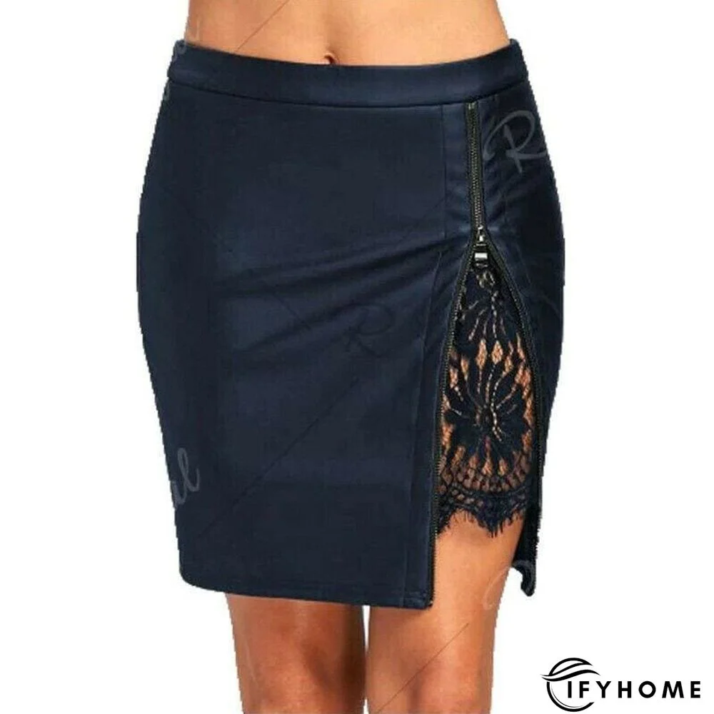 Women Formal Lace Leather High Waist Short Skirt OL Ladies Summer Casual Bodycon Slim Mini Skirt Pencil Sundress | IFYHOME
