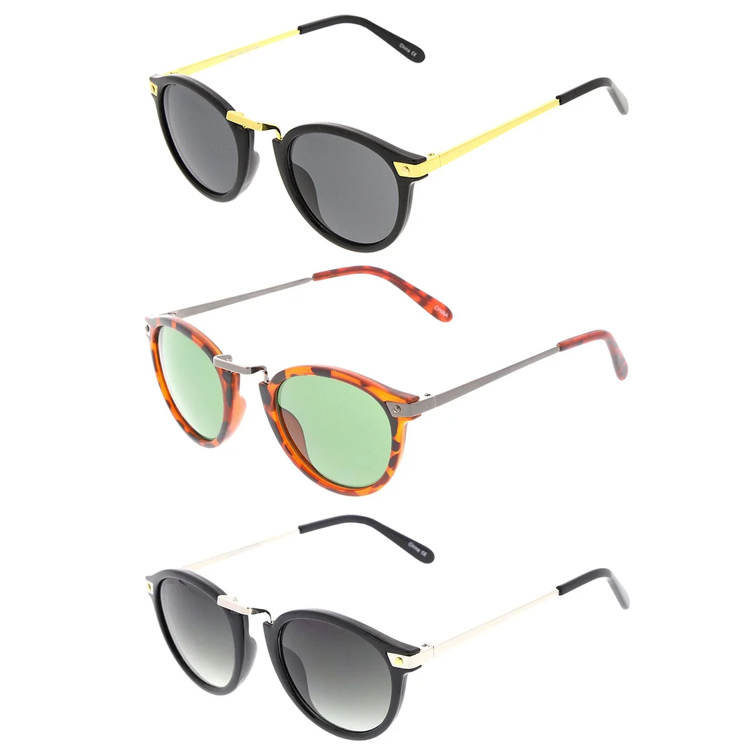 Retro Horn Rimmed Metal Nose Bridge P3 Round glasses 50mm