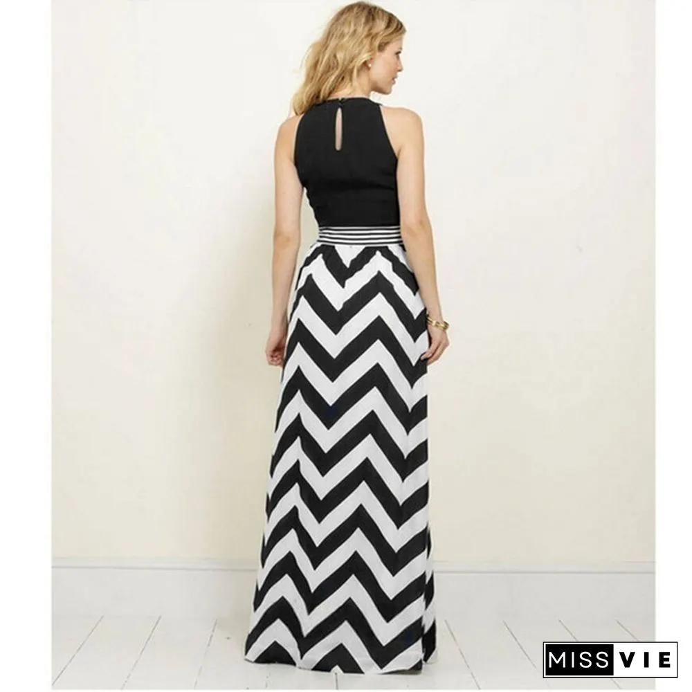 Women Sexy Striped Summer Boho Chiffon Long Maxi Dress Evening Party Beach Dress&nbsp;