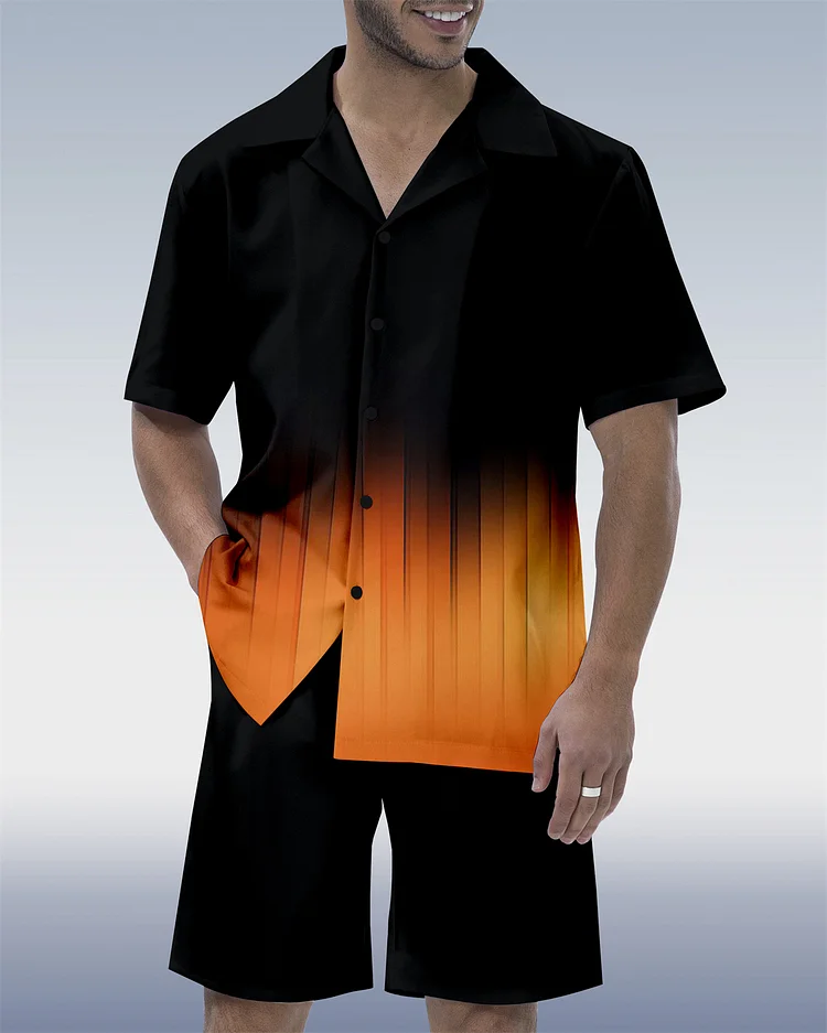 Suitmens Men's Gradient Phantom Short Sleeve Shirt Set  0268