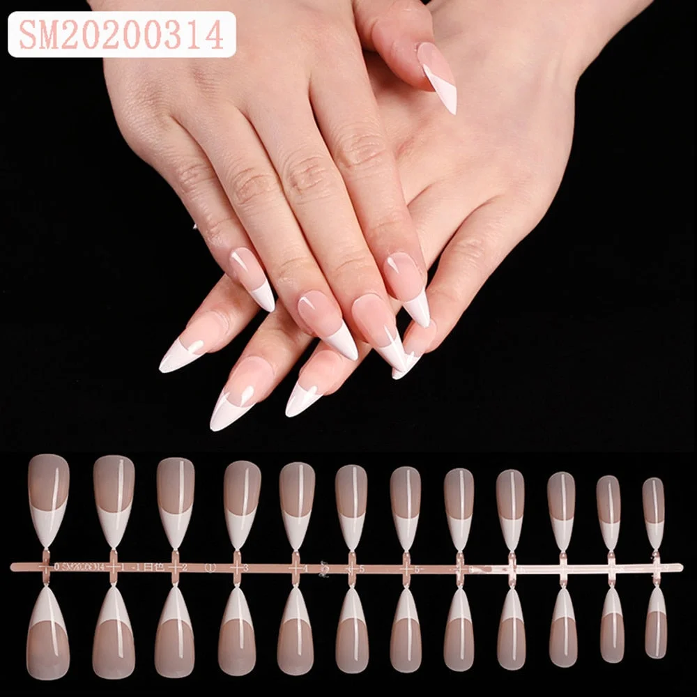 1set/24pcs French Fake Nails Matte /UV False Nail Detachable tips Nail Extension Manicure Art Press On Fake False Nails Beauty-Nail Inspo
