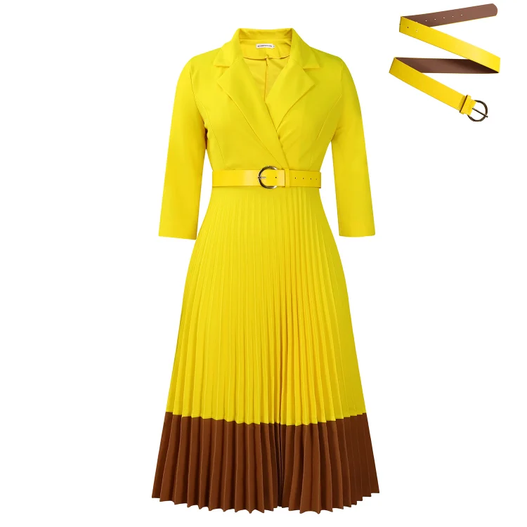  Winter Hit! Women's Suit Collar OL Pleated Dress 👗