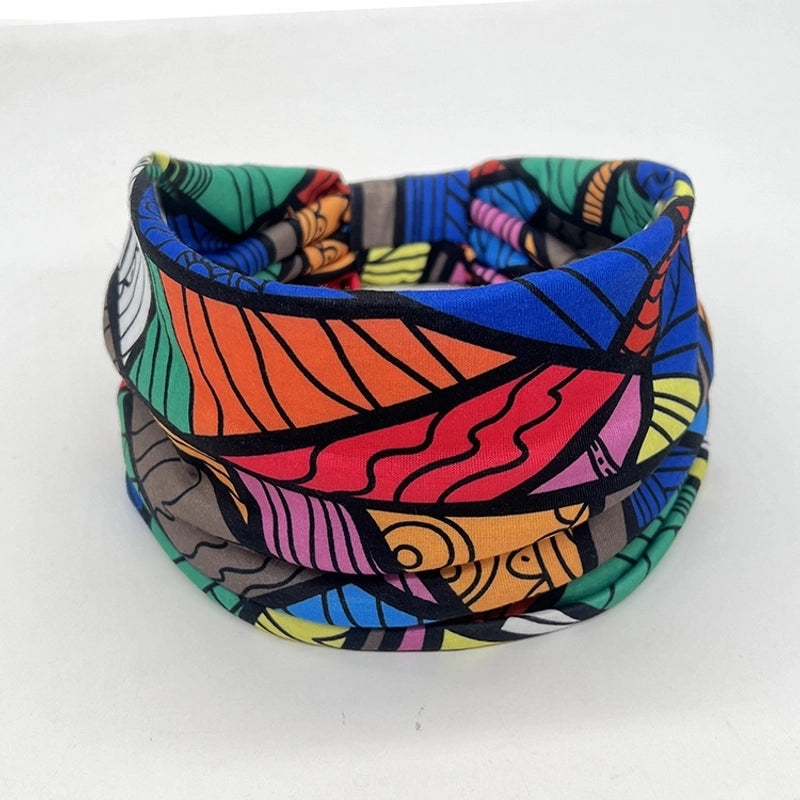 Women’s Hair Band African Print Pattern Wide Edge Elastic Knot Sports Yoga Headband Women’s Headwear Hair Accessories