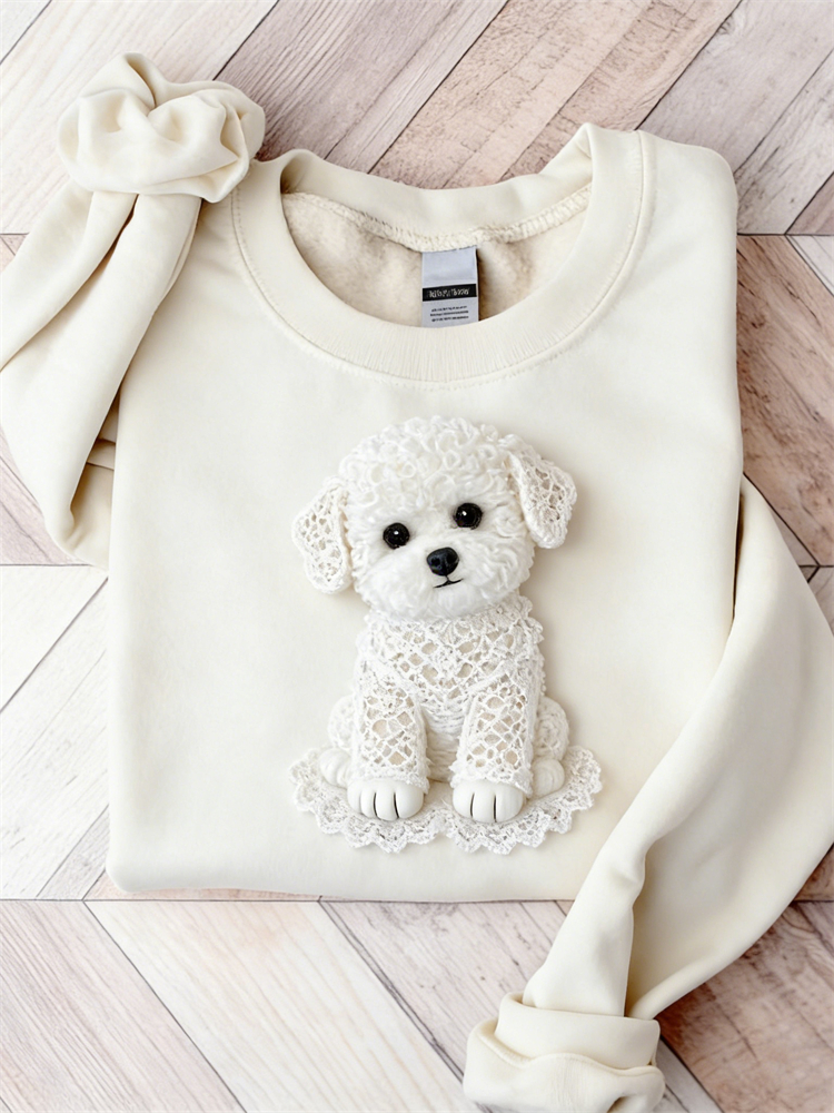 Lovely Fluffy Dog Lace Art Comfy Sweatshirt wearshes
