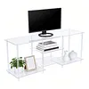 [US Local Warehouse] 55 Inch Acrylic TV Stand for TVs Up To 60 Inch TV Media Console Table with Open Storage Shelves Entertainment Center for Living Room Bedroom Gaming Room