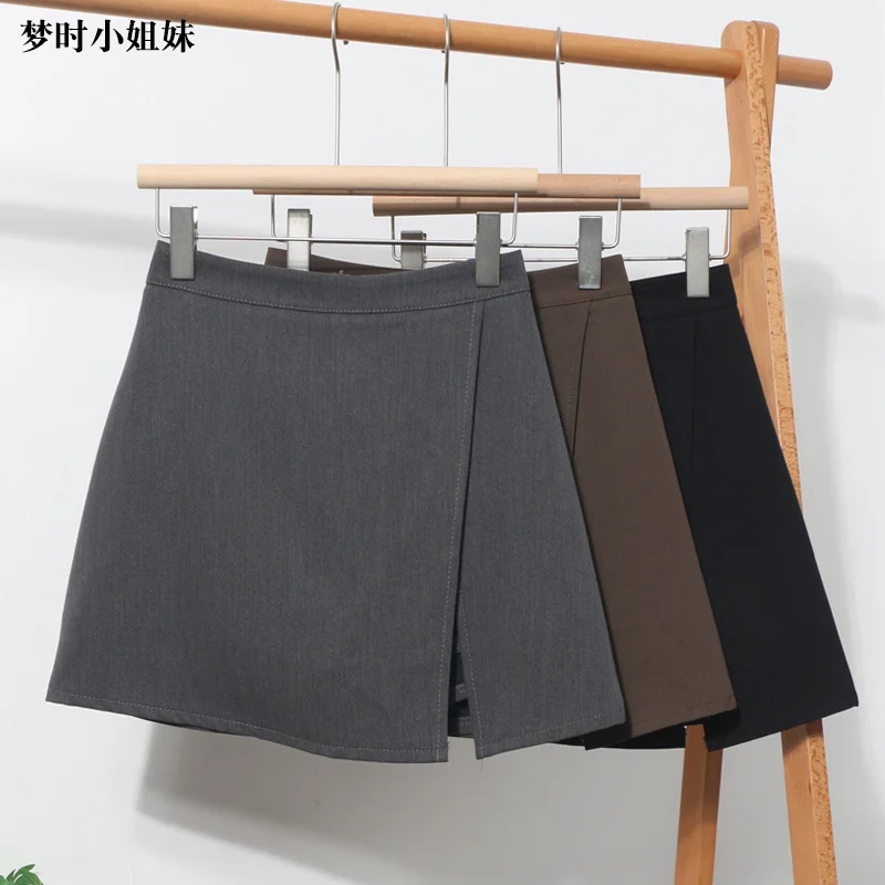 Uveng Irregular A-Word Fork High-Waist Skirt Short Skirt Women's Korean Dress Dress Dress 8872