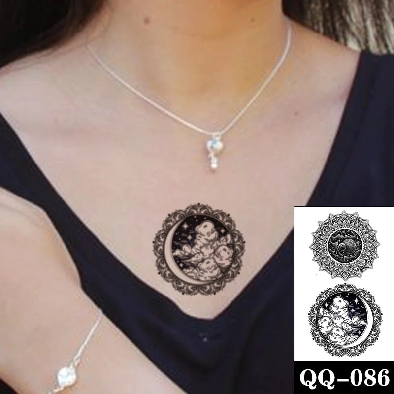 Tattoo Sticker Moon Sun Lunar Star Element Body Art Makeup Waterproof Temporary Women and Men Fake Tatoo