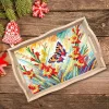 (US Only)Wooden Gorgeous Butterfly 5D DIY Diamond Painting Tray Art Craft with Handle