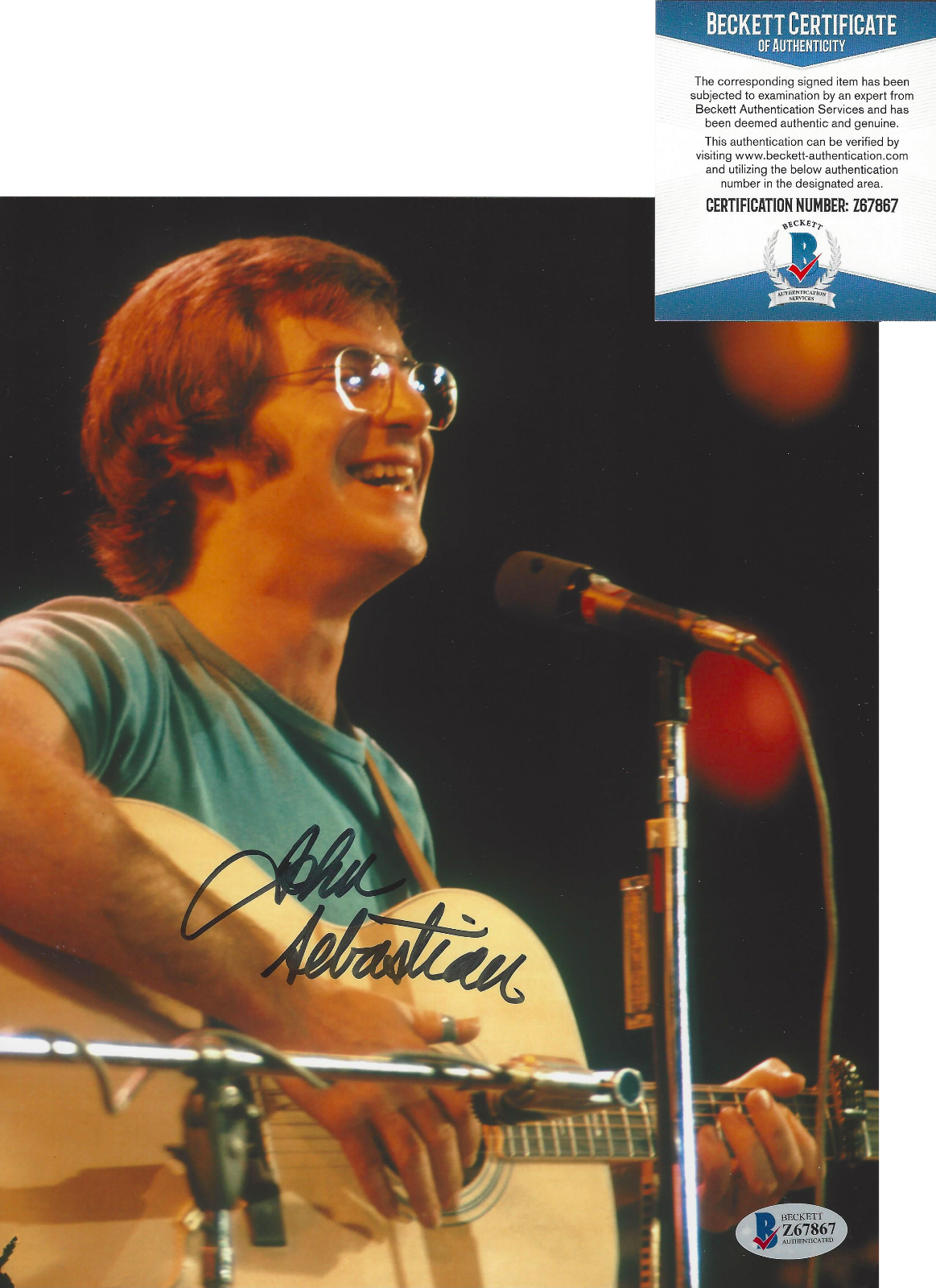 SINGER JOHN SEBASTIAN of THE LOVIN' SPOONFUL SIGNED 8x10 Photo Poster painting D BECKETT COA BAS