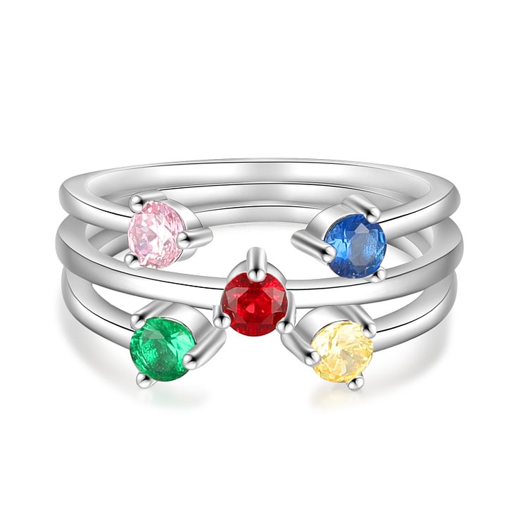 Anillo personalizado con 5 piedras de nacimiento