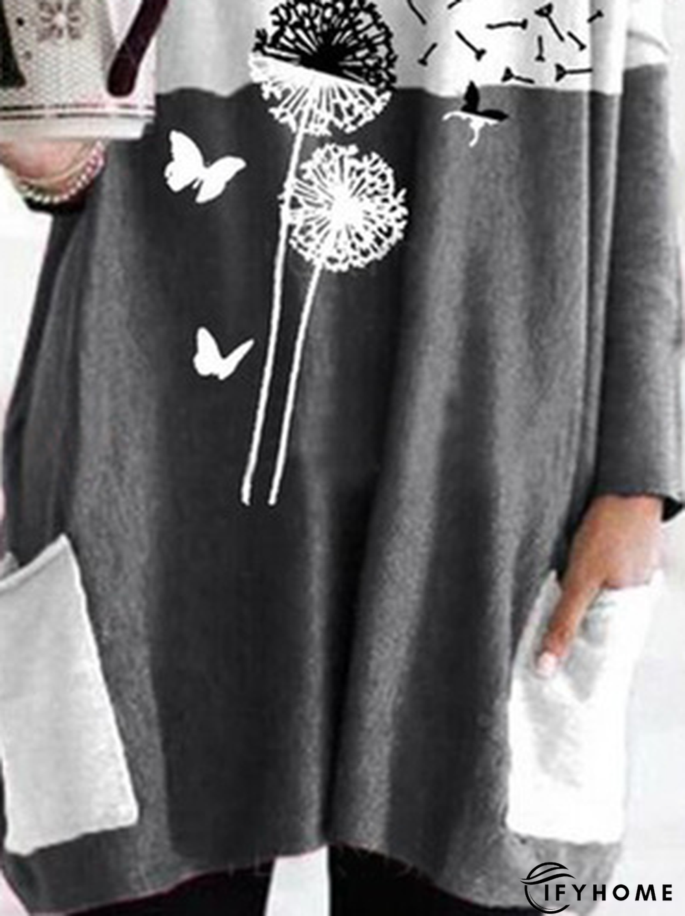 Cotton-Blend Round Neck Casual Long Sleeve Shirt & Top | IFYHOME