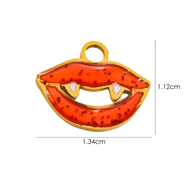1 Piece 10*14.8mm 8.3*14.8mm 9.1*15.2mm 304 Stainless Steel 14K Gold Plated Pumpkin Skull Grimace Pendant Jewelry Accessories
