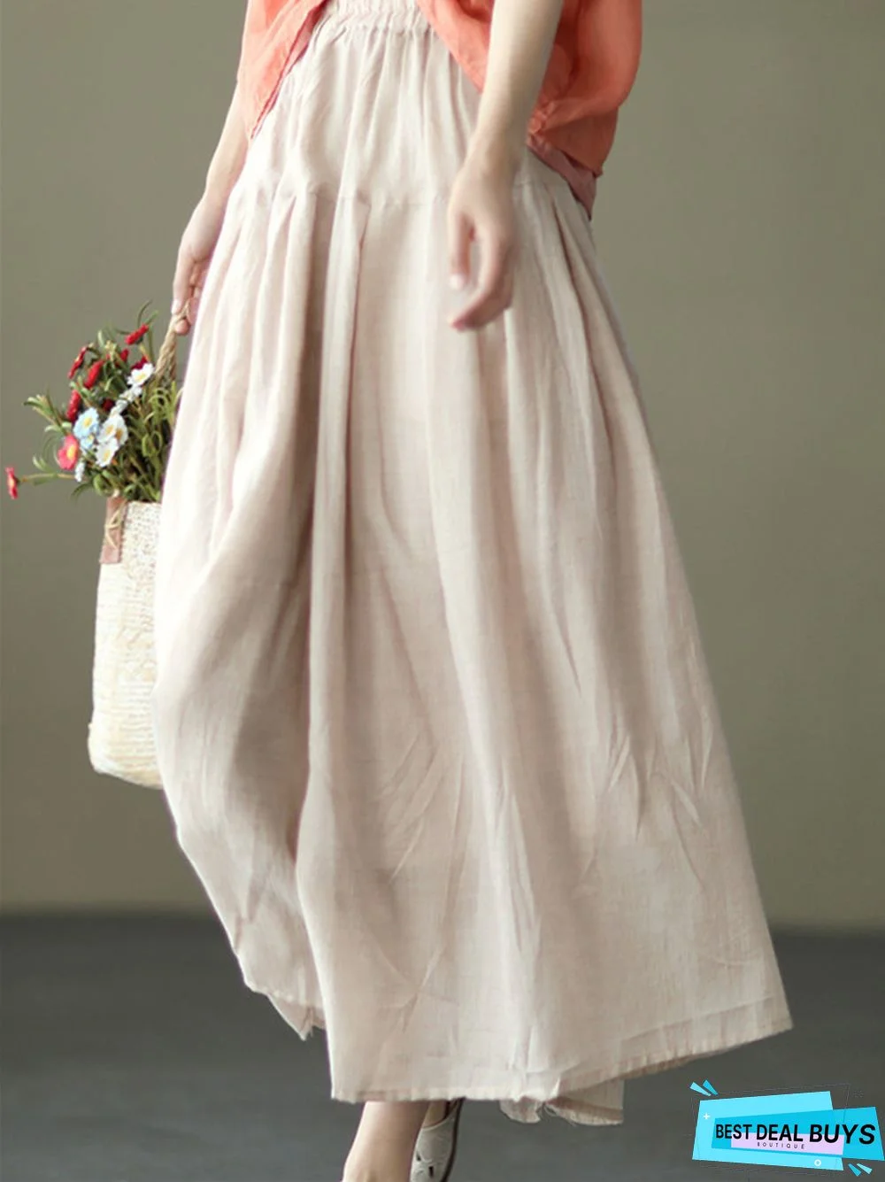 Literary and Artistic Double-Layer Cotton and Linen Skirt Women's Elegant Dress