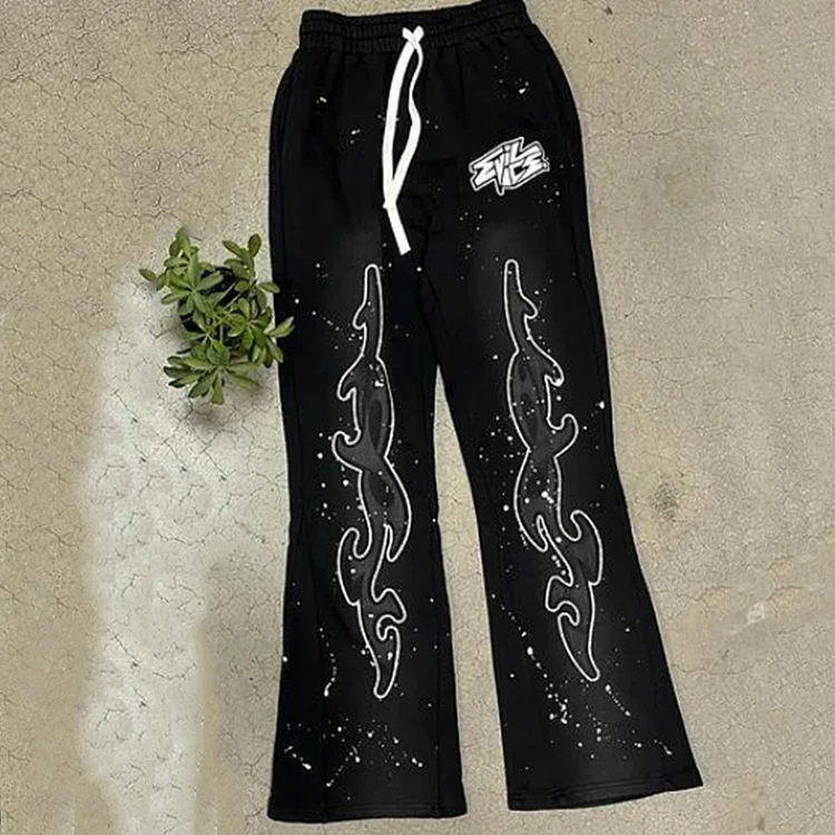 Stylish Tribal Flame Flared Sweatpants
