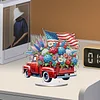 America Flag Car DIY Acrylic Desktop Diamond Art Kit Single-Sided for Home Decor