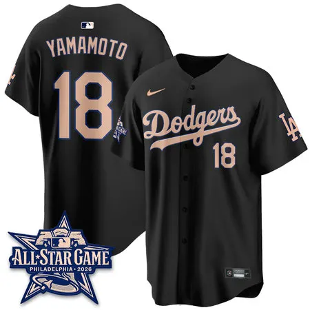 Men's Los Angeles Dodgers #18 Yoshinobu Yamamoto Black 2026 MLB All-Star Jersey