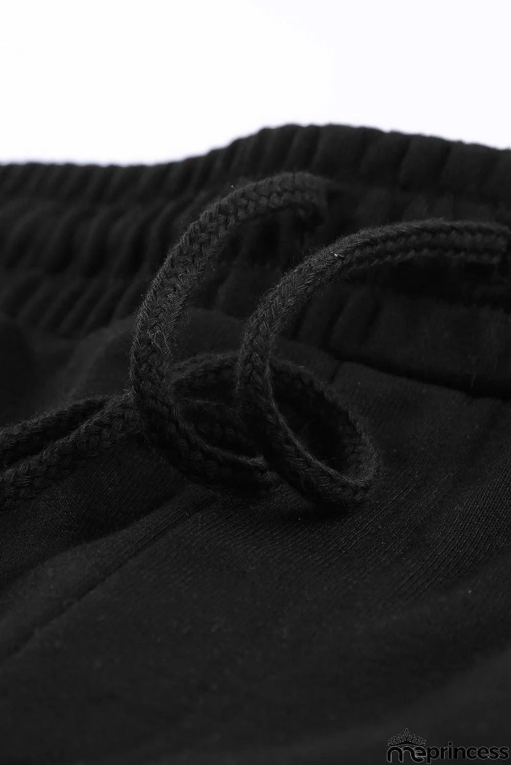 Summer Women Black Tie Waist Side Pockets Cuffed Lounge Shorts