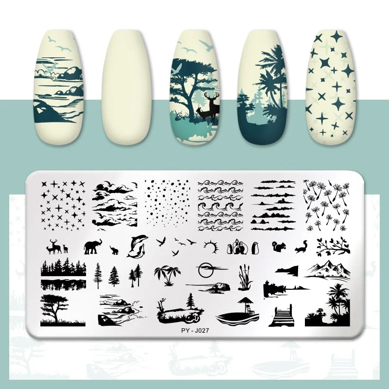 PICT YOU Flower Nail Stamping Plates Line Pictures Nail Art Plate Stamp Template Marble Leaves Image Printing Plates Nail Tools-Nail Inspo