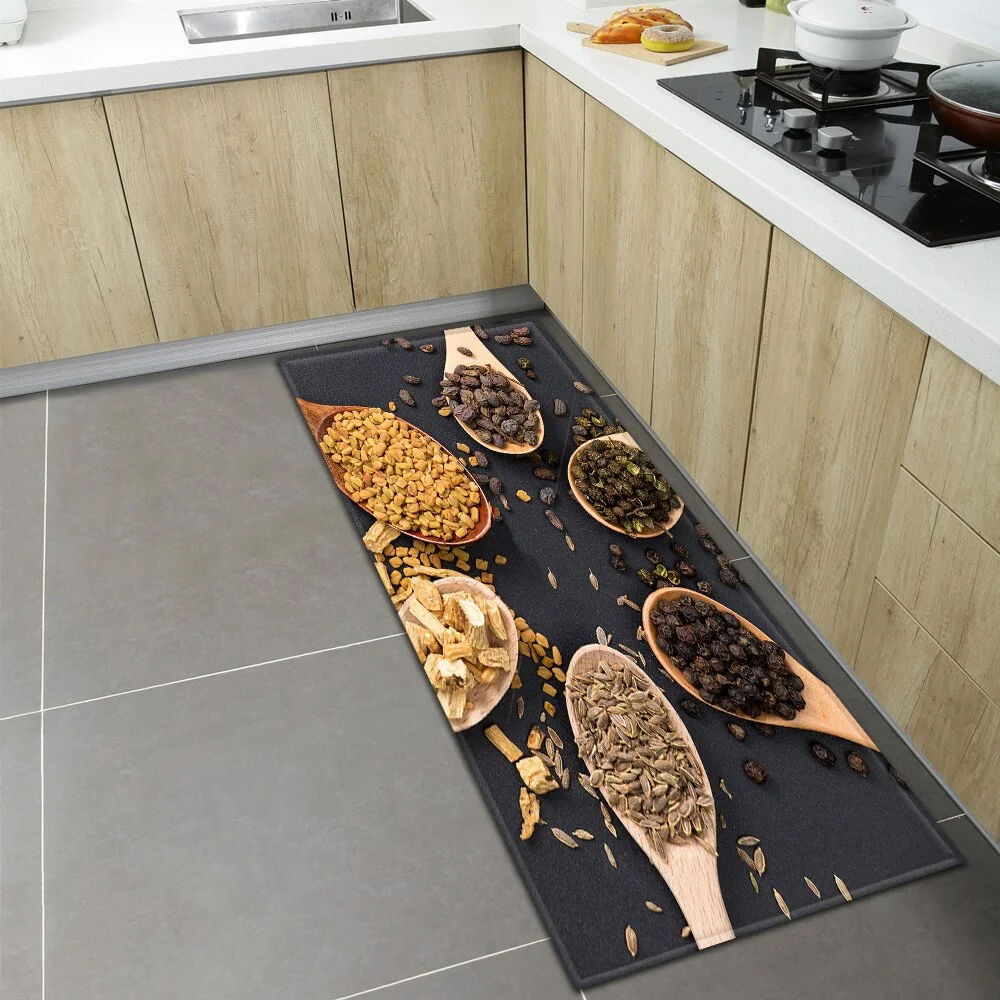 Spices Kitchen Mat Home Entrance Doormat Hallway Balcony Bathroom Anti-Slip Rug Bedroom Living Room Floor Decoration Long Carpet