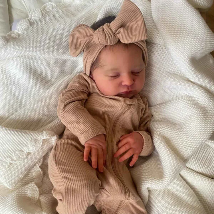 20" Reborn Asleep Baby Girl Simuni Real Lifelike Silicone Vinyl Body Reborn Doll, Looks Really Cute