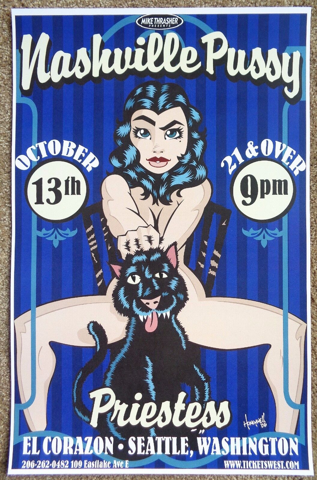 NASHVILLE PUSSY 2006 Gig POSTER Seattle Washington Concert