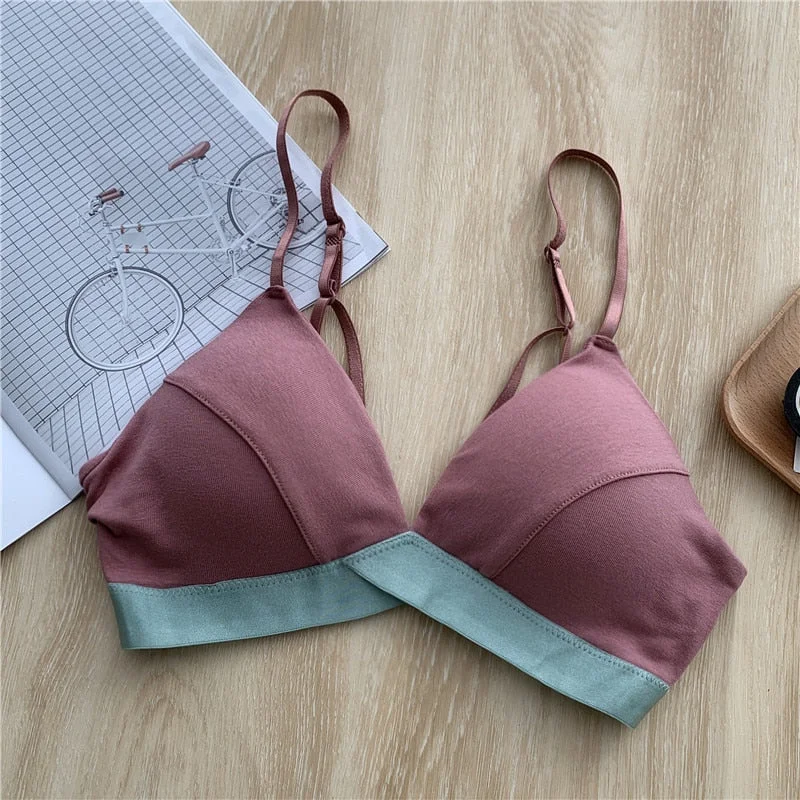 Cute Bralette Top Cotton Bra Women Comfort Bralet Underwear Wireless Bras Candy Color Brassiere Ladies Intimates Lingerie