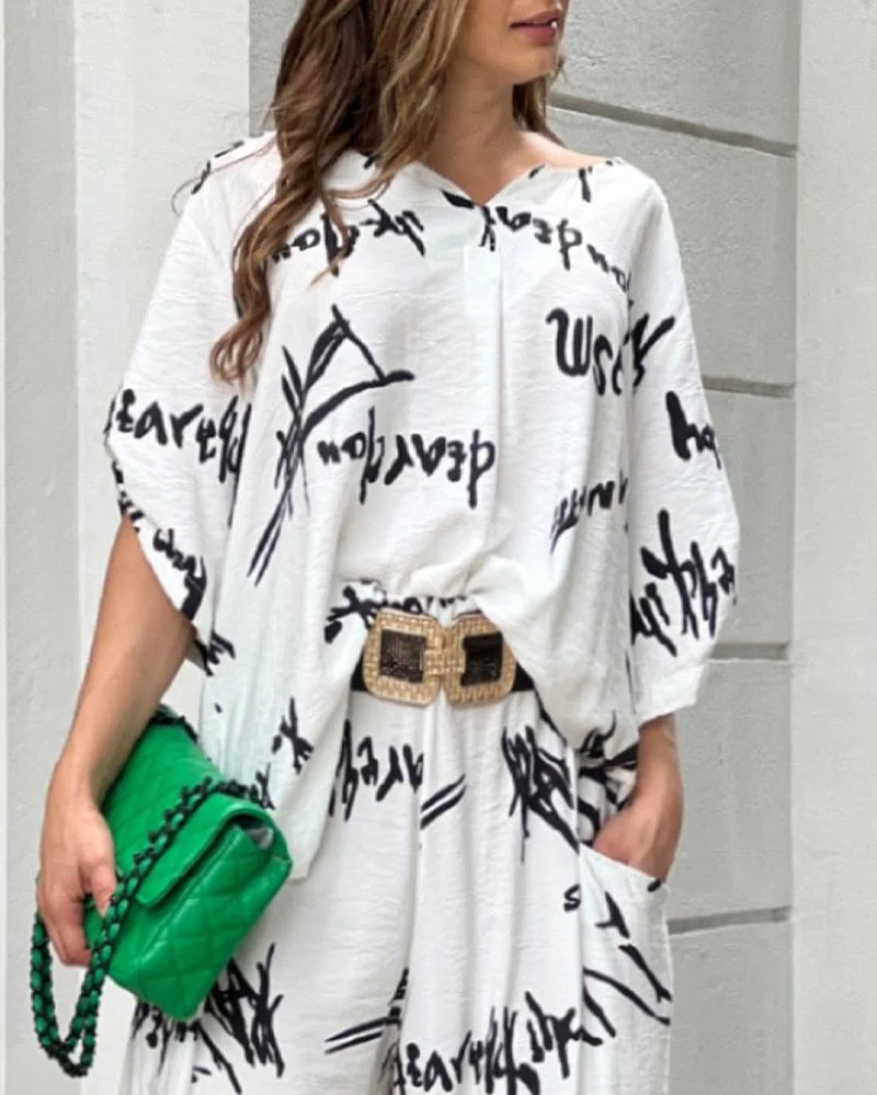 Casual Printed Two Piece Suit