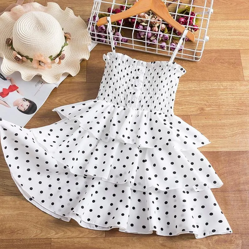 3-8 Year Girls Princess Dress For Kids Summer Fairy Puff Short Sleeve Elegant Birthday Party Ball Gown Children Sundress Clothes