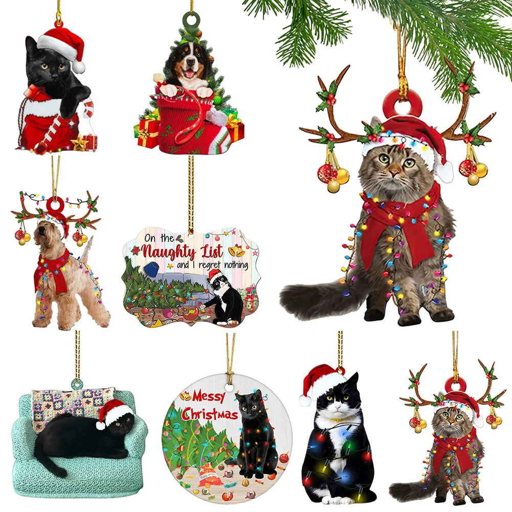 Xmas Tree Hanging Animal Pendants Cute Christmas Decorations for Cat/Dog Lover