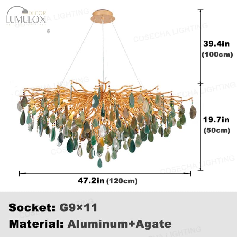 Agate Chandelier Living Room Dining Bedroom Shop Hotel Fashion Romantic Natural Color Agate