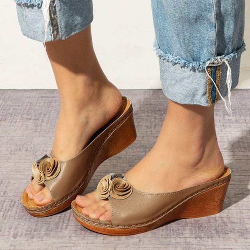 clarks floral wedge