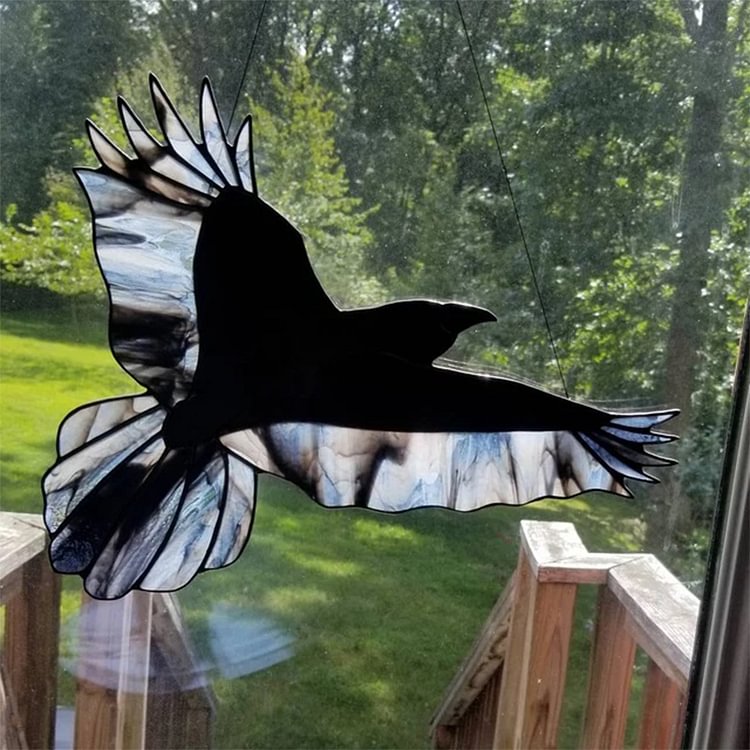 Raven Stained Glass Gothic Raven Art