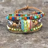 Colorful Multi Gemstone Crocheted Wristband Accessories