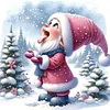 Gnome Playing With Snow - 11CT Stamped Cross Stitch - 40*40cm
