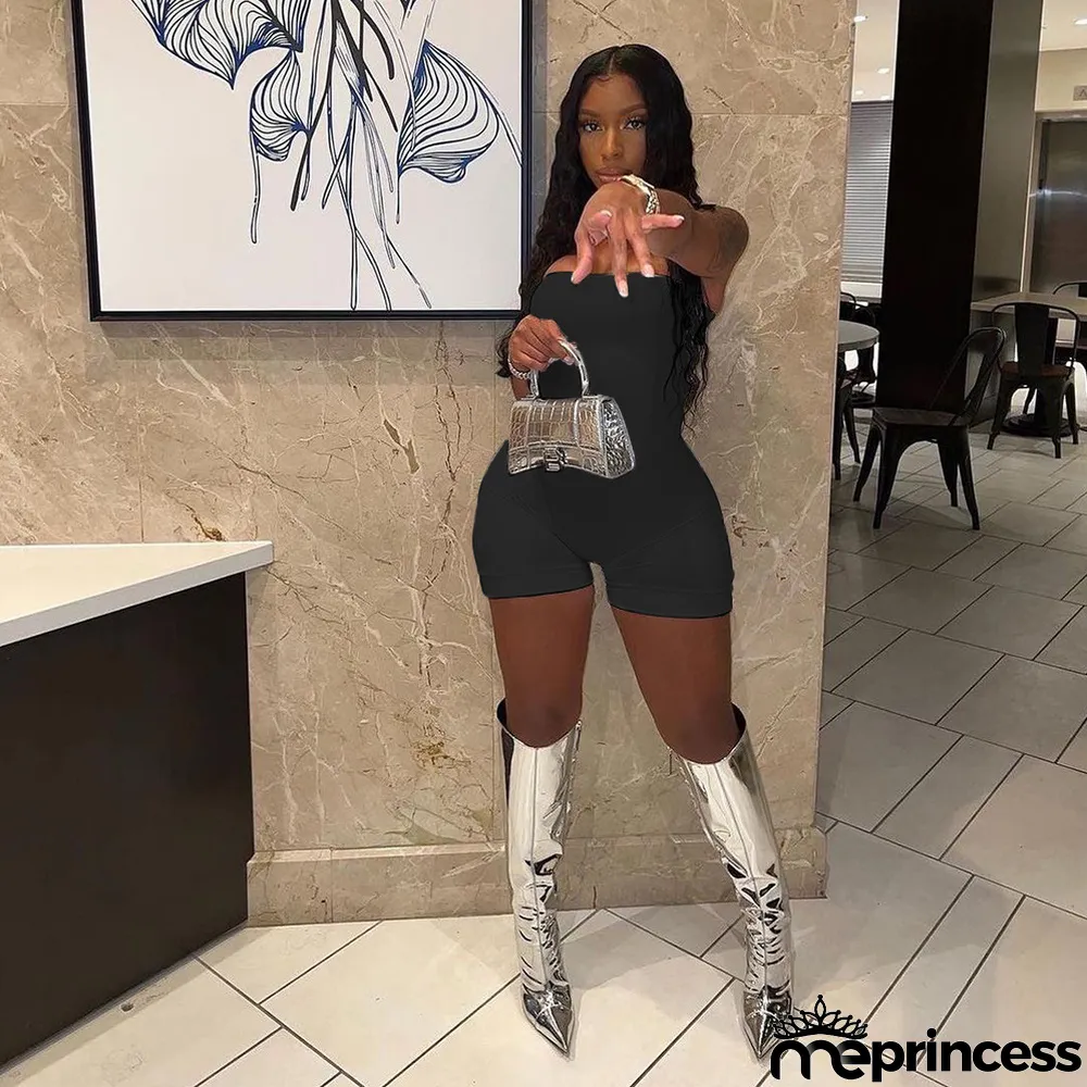 Women Solid Off Shoulder Romper