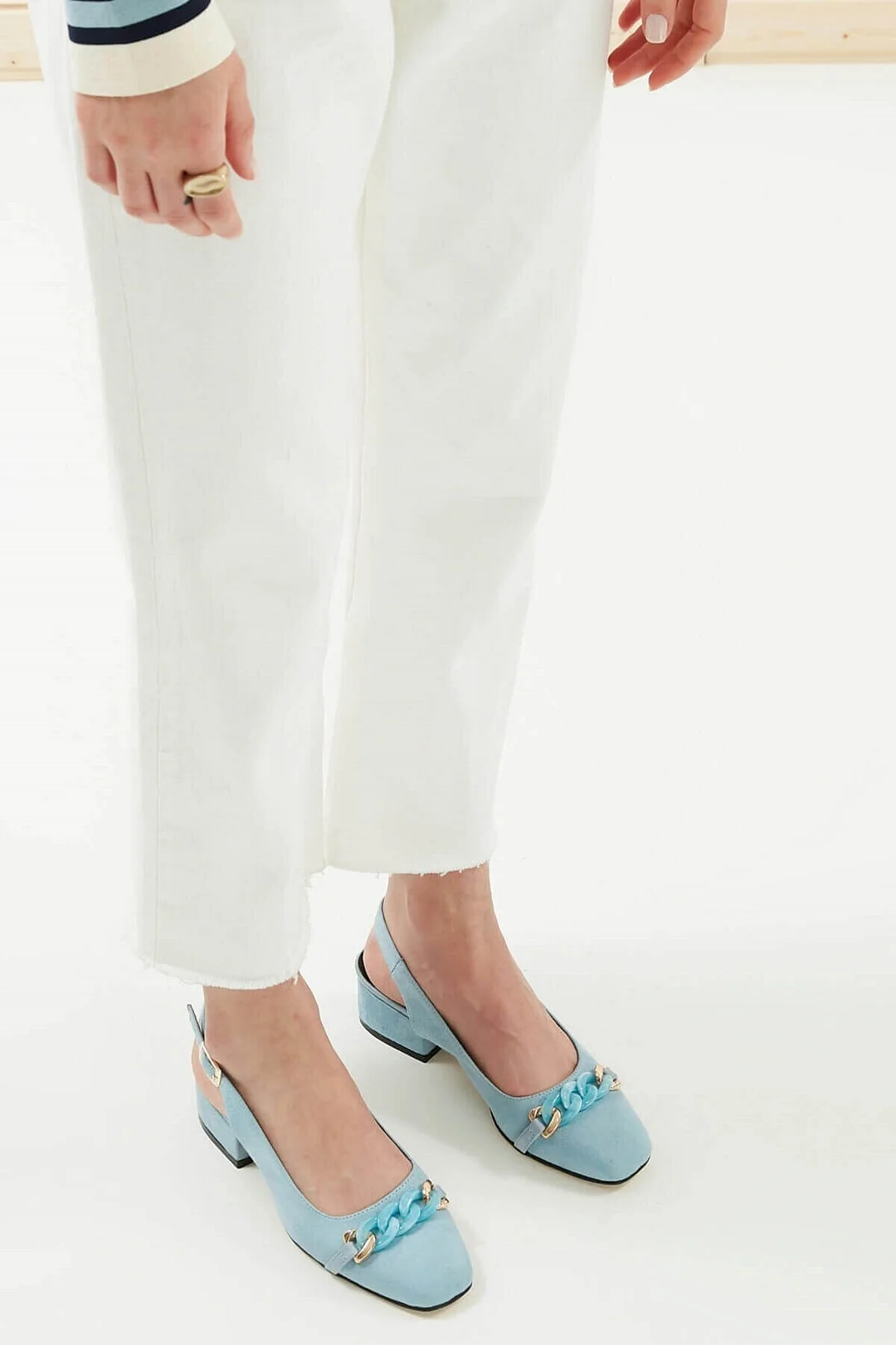 Mio Gusto Brand MONICA, Orange / Black / Blue/Powder, 3Cm Low Heel, fine Quality Women 's Shoes Pumps