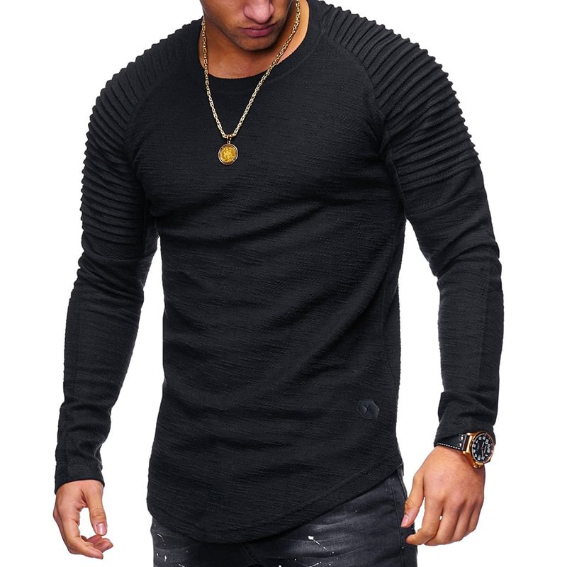 BrosWear Men's Brand Solid Color Long Sleeve T-shirt