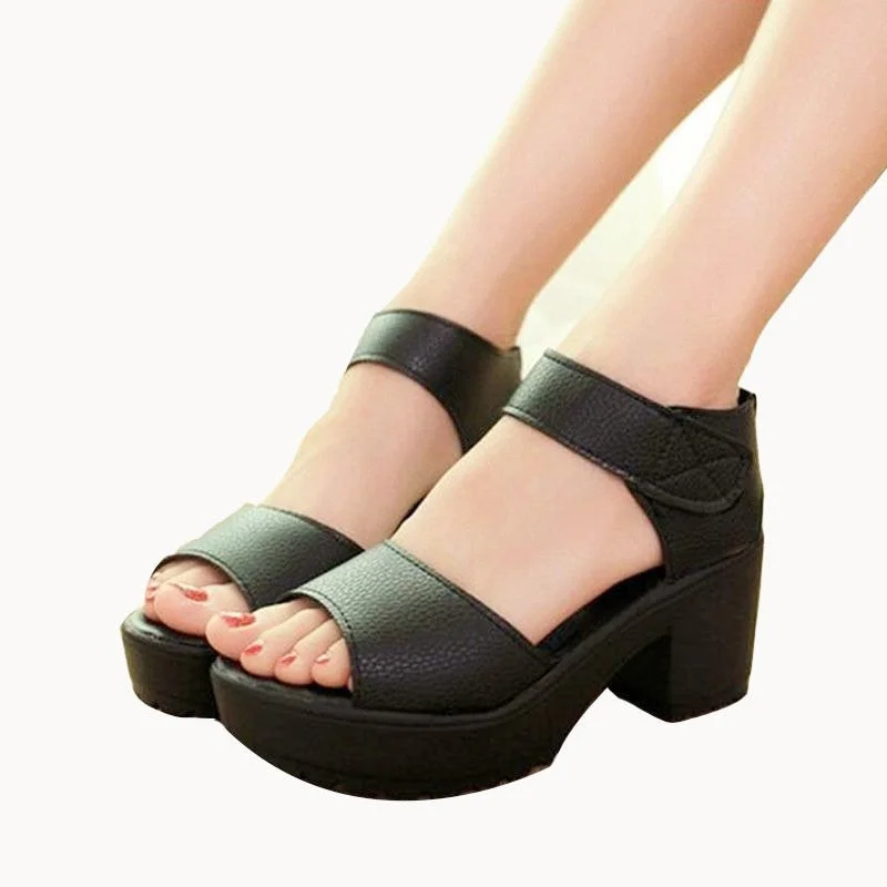 shoes woman 2021 summer woman sandal high-heeled shoes thick heel open toe platform sandals platform white