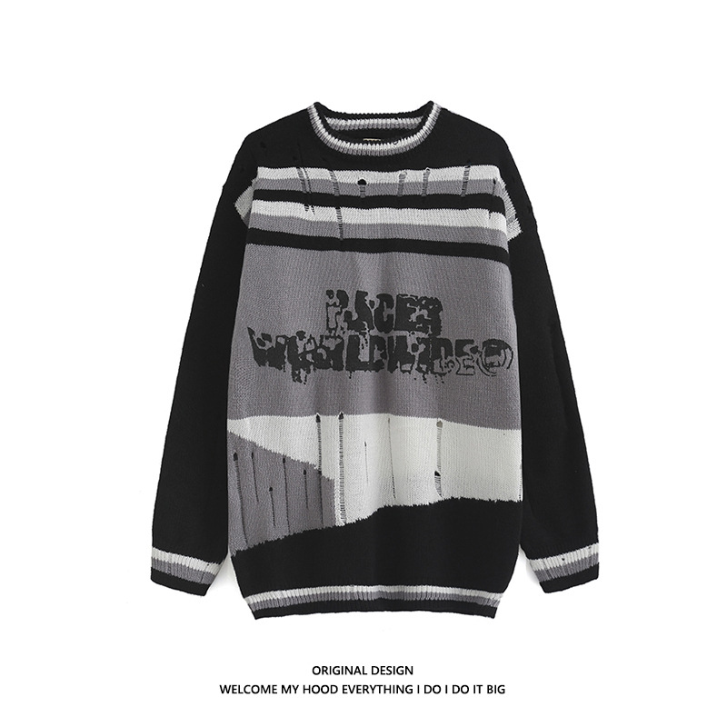 streetwear men outfits Autumn and Winter Original National Fashion Men's and Women's Fried Street Sweater Oversize Loose Sweater
