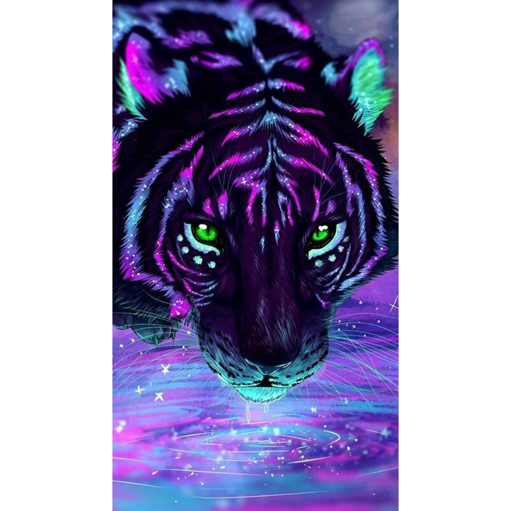Неоновый тигр арт