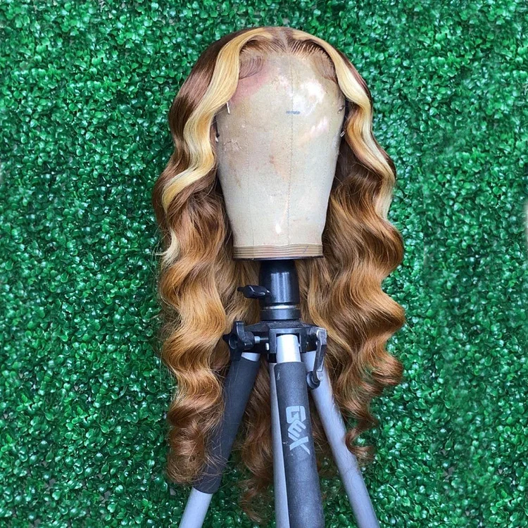 Honey Brown With Blonde Highlights Lace Front Wig