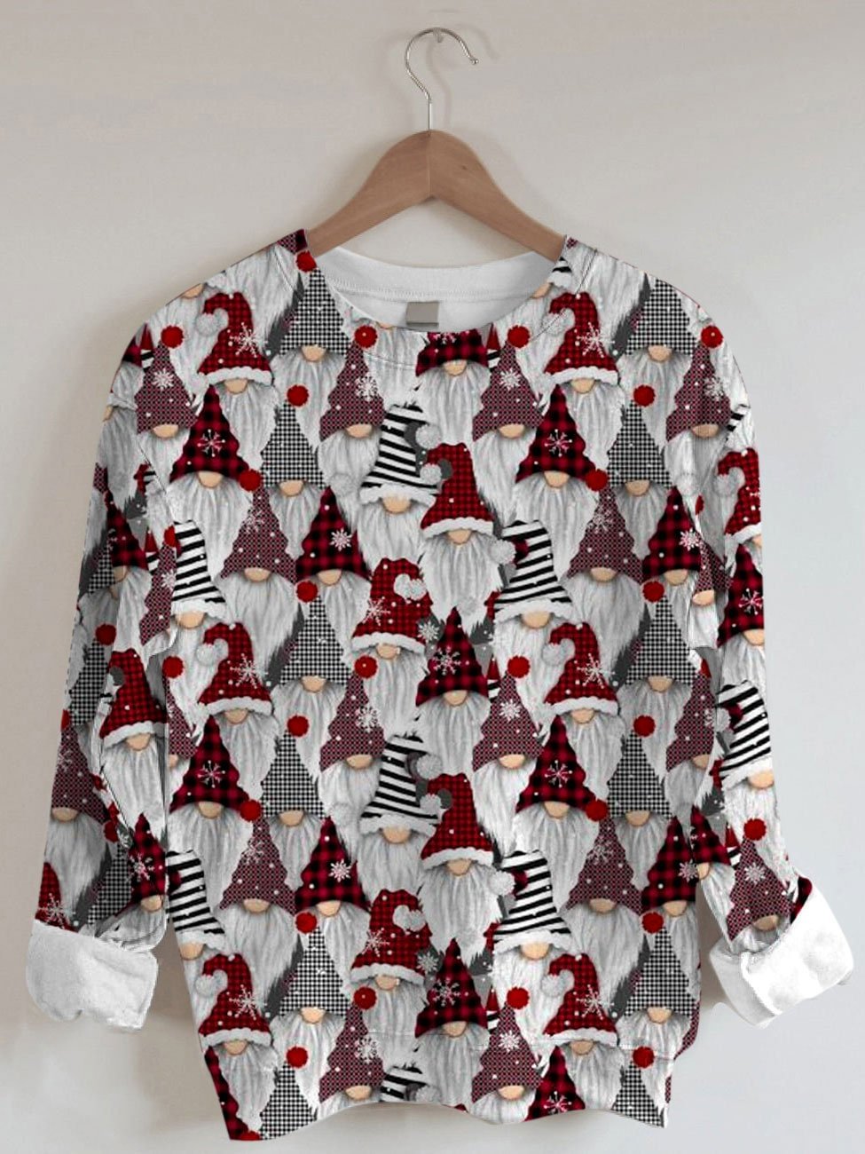 Women's Christmas Gnomes Print Sweatshirt