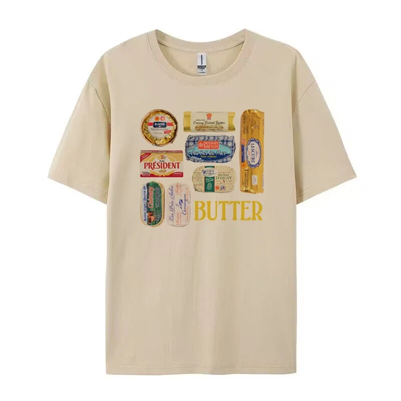Women 90s Retro Butter Graphic T-Shirts Funny Butter Lover Cute Foodie Tees