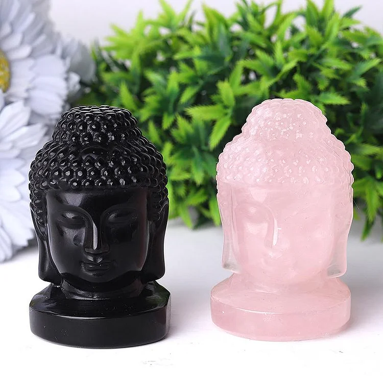 3" Buddha Head Crystal Carvings Model Bulk