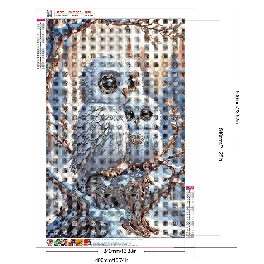 Diamond Painting - Full Round Drill - Winter Owl(Canvas|40*60cm)