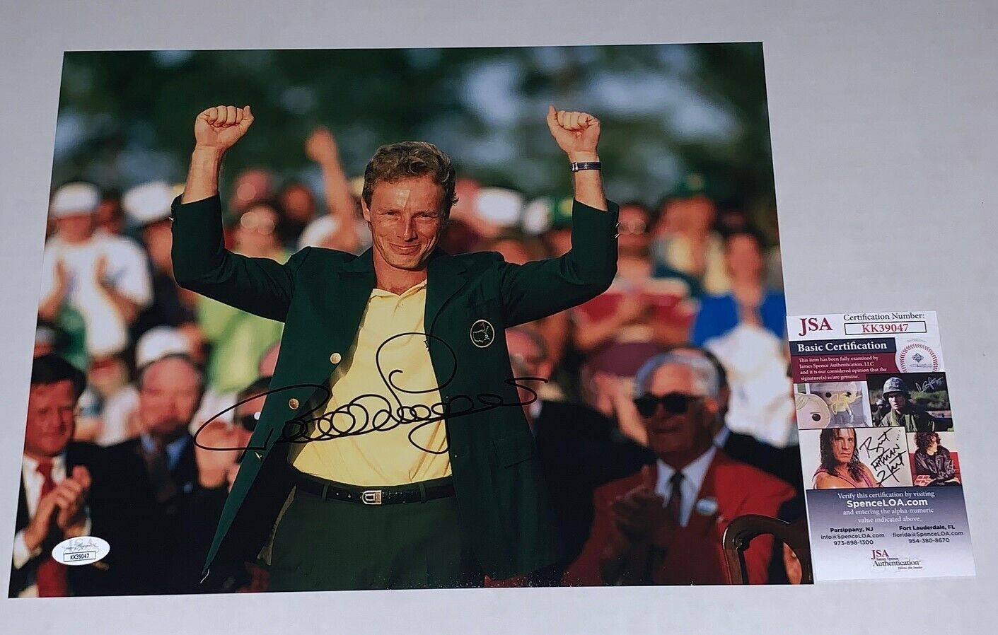 Bernhard Langer signed Masters Green Jacket 11x14 Photo Poster painting autographed JSA