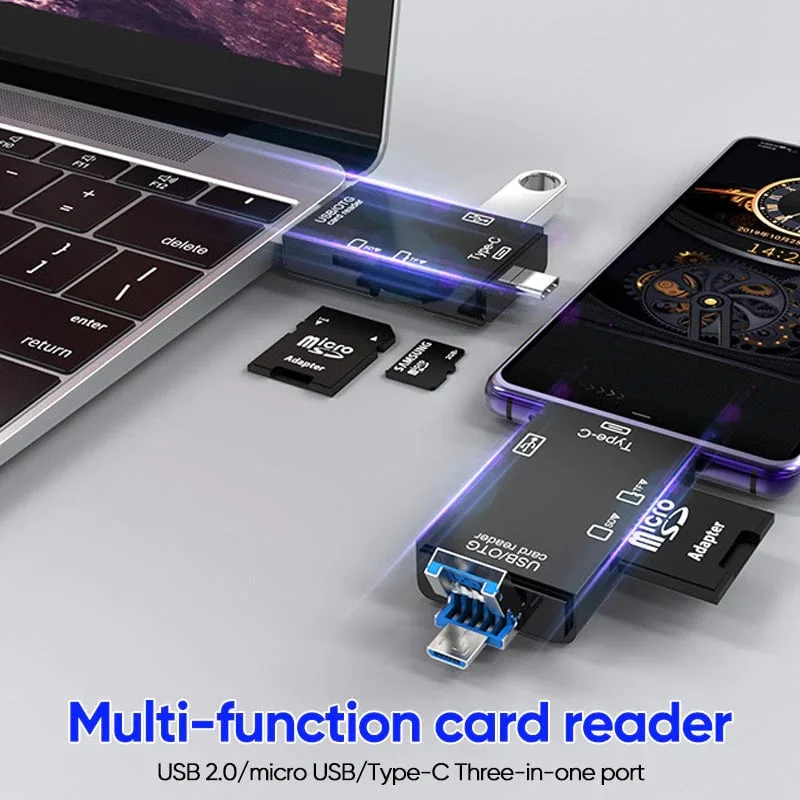 💥 Multi-Port 6-in-1 Universal OTG Card Reader